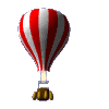 red and white hot air balloon animated