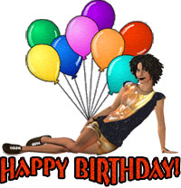 woman, balloons, happy birthday clipart