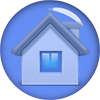 blue glass house button