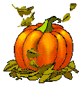 pumpkin with fall leaves