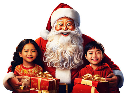 Santa and kids