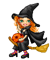 cute witch on broom
